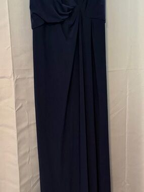Draped Navy Maxi Dress with Front Twist
